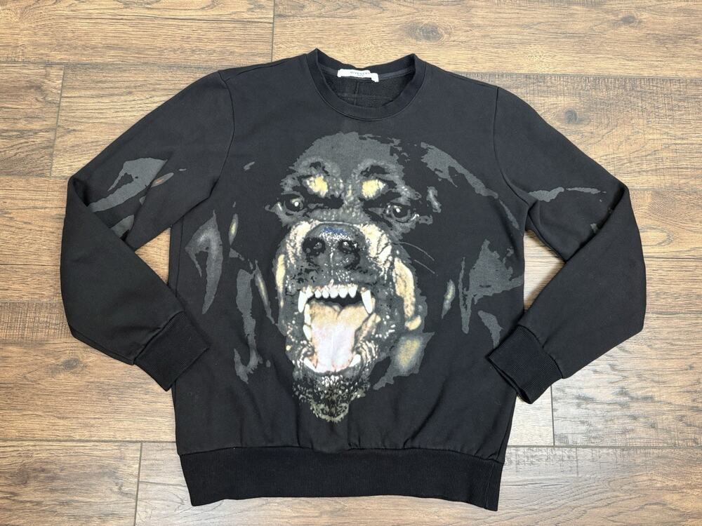 Givenchy Paris Rottweiler Dog Black Pullover Sweatshirt Crewneck Sz Large